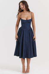 Samaria French Navy Corset Sundress | Dress In Beauty